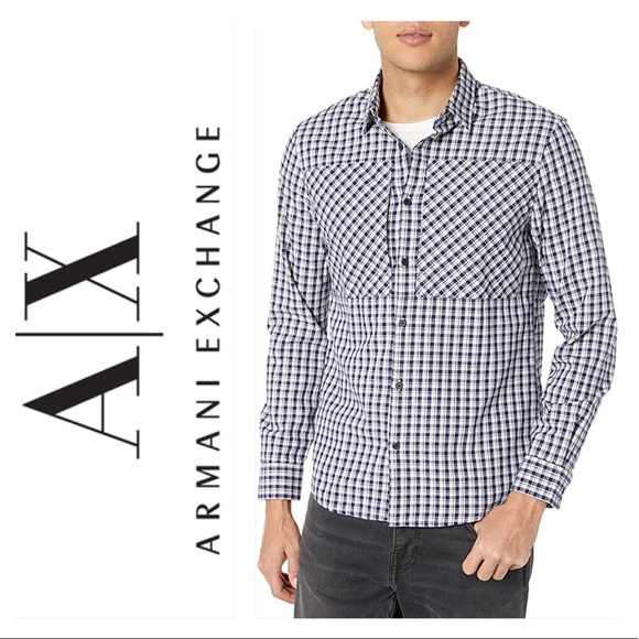 🆕 A/X Armani Exchange Long Sleeve Button Down - Picture 1 of 5